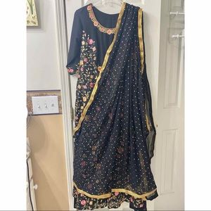 Black embroidered anarkali Indian dress